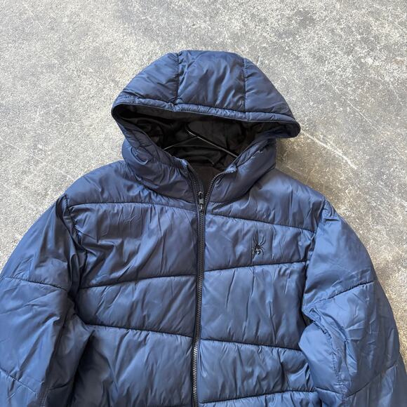 Spyder Nexus Puffer Jacket Mens L Blue Parka Full Zip Snow Ski Winter Coat - Picture 2 of 10